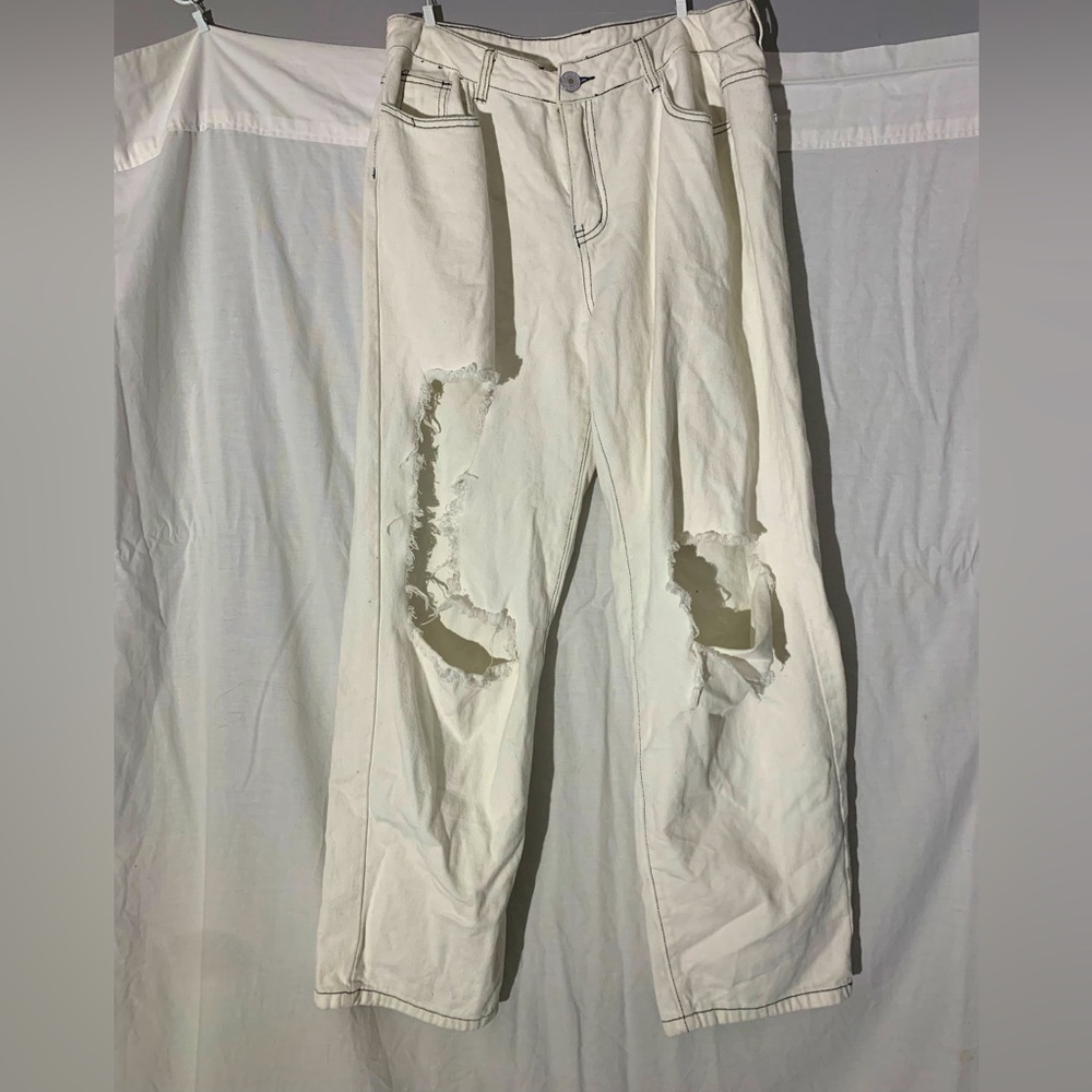 White ripped jeans